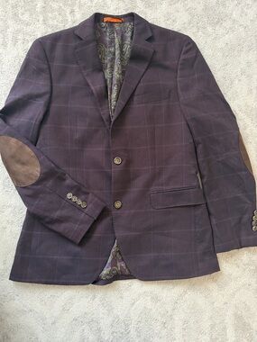 Macy's Men's Paisley Lined Blazer in Deep Plum and Olive